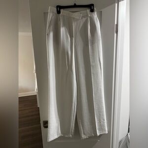 Zara White Trousers High-Waisted Wide-Leg Design